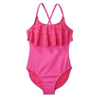 Xhilaration Girls 1 Piece Swimsuit   Pink M