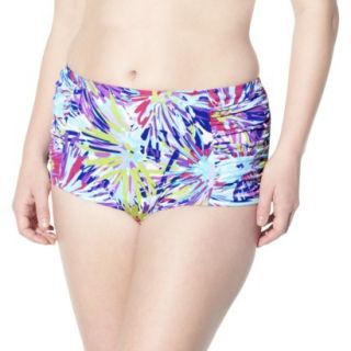 Womens Plus Size High Waist Swim Shorts   Mint Green/Multicolor 24W