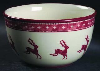 Dansk Nordic Knits Red 9 Salad Serving Bowl, Fine China Dinnerware   Off White&
