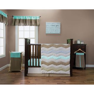 Trend Lab Cocoa Mint Collection 5 piece Crib Bedding Set