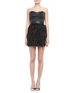 Womens Feather Skirt Strapless Dress   Milly