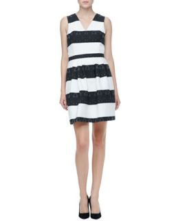 Womens Sleeveless Black and White Striped Dress   Ali Ro