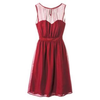 TEVOLIO Womens Chiffon Illusion Sleeveless Dress   Stoplight Red   8