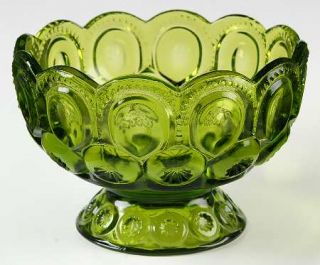 Smith Glass  Moon & Star Green 7 Inch Compote, No Lid   Dark Green