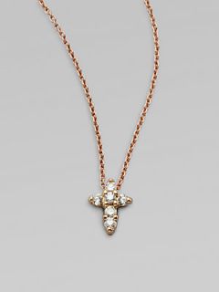 Roberto Coin 18K Rose Gold Diamond Mini Cross Pendant Necklace   Rose Gold