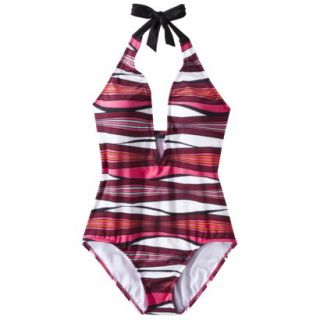 Clean Water Womens Stripe 1 Piece Swimsuit  Pink M