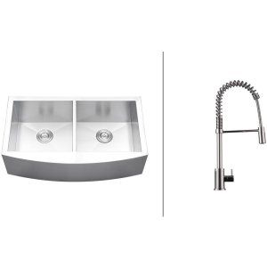 Ruvati RVC2461 Combo Stainless Steel Kitchen Sink and Chrome Faucet Set