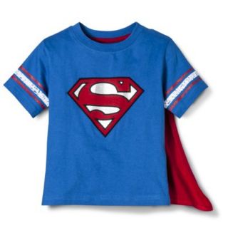 Superman Infant Toddler Boys Short Sleeve Tee w/ Cape   Blue 3T