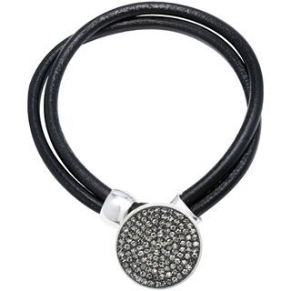 Bridge Jewelry Round Black & White Crystal Cord Bracelet