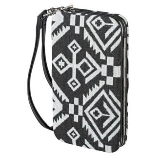 Merona Geometric Print Phone Case Wallet with Removable Strap   Black