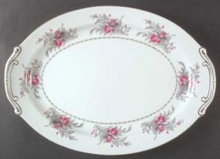 Royal Embassy Saratoga (Red&Gray Flowers) 16 Oval Serving Platter, Fine China D
