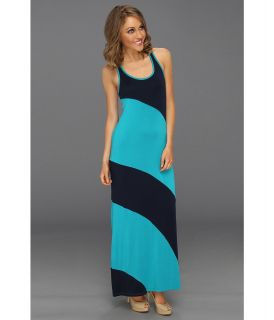 Michael Stars Stella Color Block Modal Jersey Maxi Dress Womens Dress (Blue)