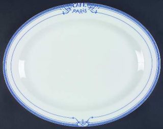 Bernardaud Cafe Paris Blue 15 Oval Serving Platter, Fine China Dinnerware   Res