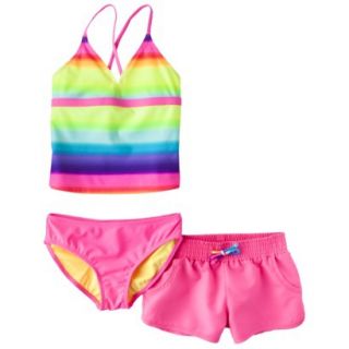 Xhilaration Girls Tankini Top, Swim Bottom and Short Set   Pink L