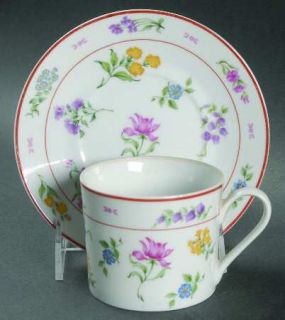 Georges Briard Floral Fantasy Flat Cup & Saucer Set, Fine China Dinnerware   Flo