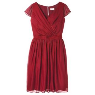 TEVOLIO Womens Chiffon Cap Sleeve V Neck Dress   Stoplight Red   10