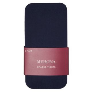 Merona Womens 2 Pack Opaque And Ribbed Tights   Classic Navy XL/XXL