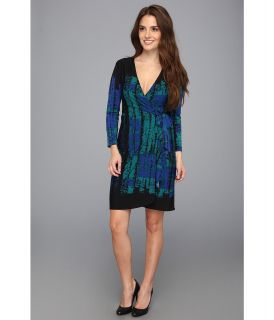 BCBGMAXAZRIA Petite Adele Printed Wrap Dress LNV6Z220 Womens Dress (Blue)