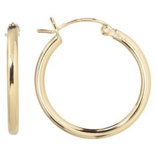 Gold Over Silver Medium Round Polished Hoop Earrings