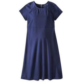 Liz Lange for Target Maternity Short Sleeve Lace Inset Ponte Dress   Blue XS