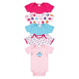 Luvable Friends Infant Girls 5 Pack Owl Bodysuit Set   Pink 9 12 M