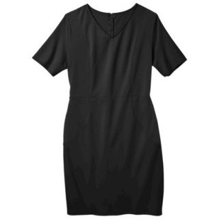 Merona Womens Plus Size V Neck Colorblock Ponte Dress   Black 1