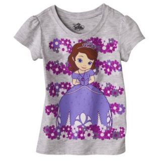 Disney Sofia the First Infant Toddler Girls Cap Sleeve Tee   Grey 5T