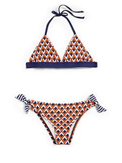 Splendid Girls Two Piece Reversible Geometric Print Triangle Bikini Set  