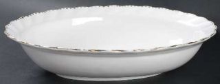 Gladstone Old Grecian Flute (Gold Dots On Edge) 10 Oval Vegetable Bowl, Fine Ch