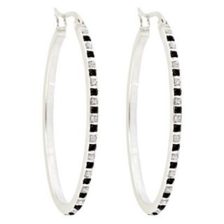 Oval Sterling Silver Earrings with Diamond Accents   White