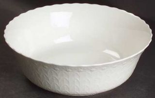 Mikasa White Silk 9 Round Vegetable Bowl, Fine China Dinnerware   All White,Emb
