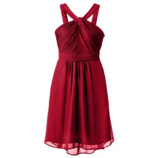 TEVOLIO Womens Halter Neck Chiffon Dress   Stoplight Red   14