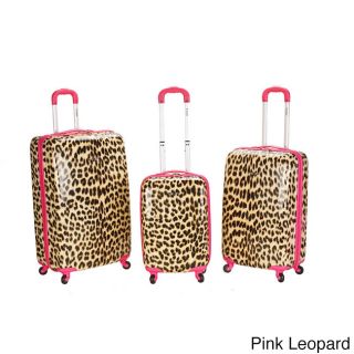 Rockland Designer 3 piece Lightweight Hardside Spinner Luggage Set (Leopard, pink leapord, and black and white leapordMaterials Polycarbonate/ABSLarge, fully lined main compartment Interior zipper pockets to optimize packing Interior divider creates 2 se