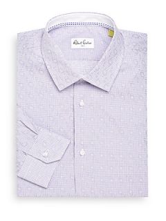 Abstract Paisley Print Dress Shirt   Purple