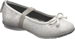 Girls Hush Puppies Flowerhill   Silver Glitter Polyurethane Casual Shoes