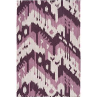 Hand woven Ikat Iquitos Purple Wool Flatweave Rug (2 X 3)
