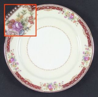 Noritake Gellee Dinner Plate, Fine China Dinnerware   Red Border, Floral Sprays