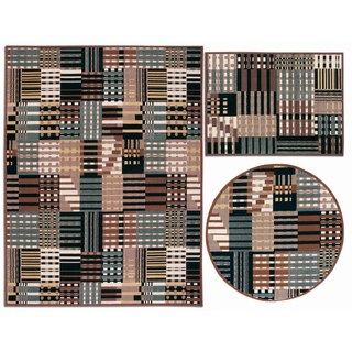 Nourison Artistic Stripes Collection Grey 3 piece Rug Set (311 X 53) (53 X 53 Round) (710 X 106)