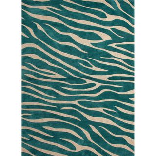 Hand tufted Contemporary Animal Print Pattern Blue Rug (2 X 3)