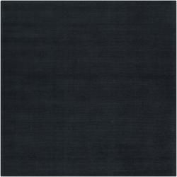Hand crafted Navy Blue Solid Causal Ridges Dark Wool Rug (99 Square)