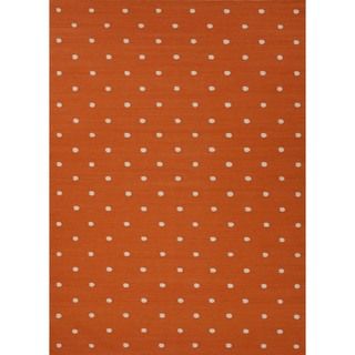 Flat Weave Geometric Orange Wool Rug (2 X 3)