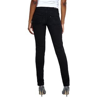 Levis Mid Rise Skinny Jeans, Black, Womens
