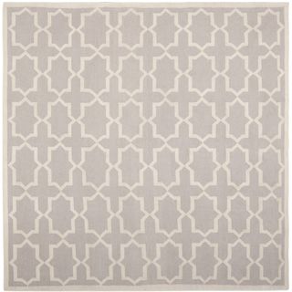 Handwoven Contemporary Moroccan Dhurrie Gray Wool Rug (6 Square)