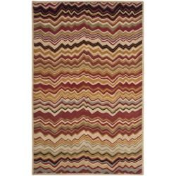 Handmade Chatham Zig Zag Red New Zealand Wool Rug (5 X 8)