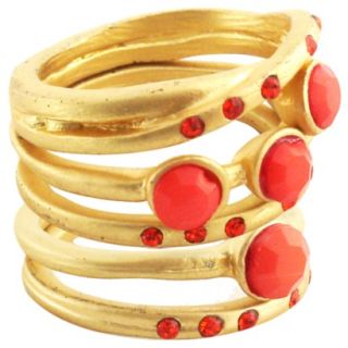 5Pc Coral Beads Matte Stack Rings   Pink ( 8 )