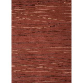 Classic Rust Modern Geometric Wool/silk Tufted Rug (5 X 8)