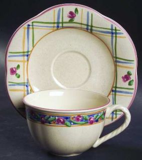 Mikasa Cottage Bloom Flat Cup & Saucer Set, Fine China Dinnerware   Country Char