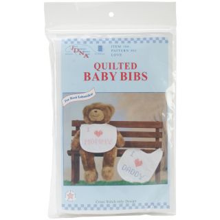 Stamped White Quilted Love Bibs (pack Of 2) (7.5 inches x 10 inchesQuantity Two (2) Materials Cotton/polyester broadcloth )