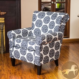Christopher Knight Home Roseville Black and White Fabric Floral Club Chair (Black floral design over beige fabricAdd a pop of flare to any room with the exciting floral fabricSturdy hardwood frame means youll enjoy your chair for years to comePlush cushio
