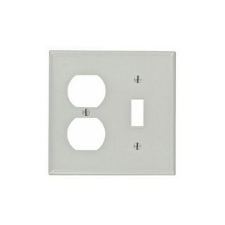 Leviton 87005 Electrical Wall Plate, Combination, 1Duplex amp; 1Toggle Switch, 2Gang Gray